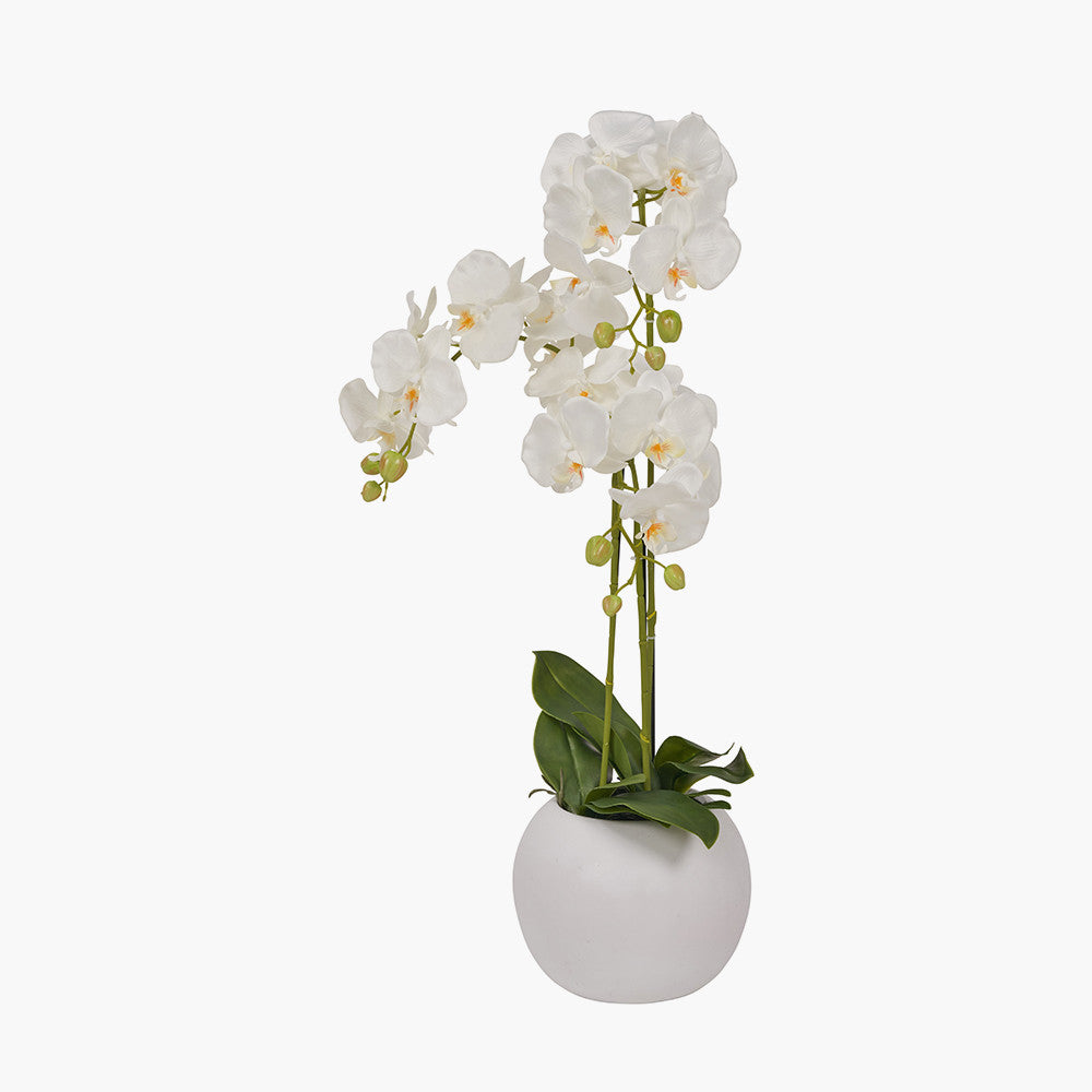 Artificial White Orchid in Pot | Medium